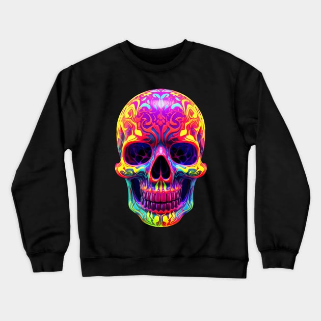 Trippy Sugar Skull Crewneck Sweatshirt by LED Graphix